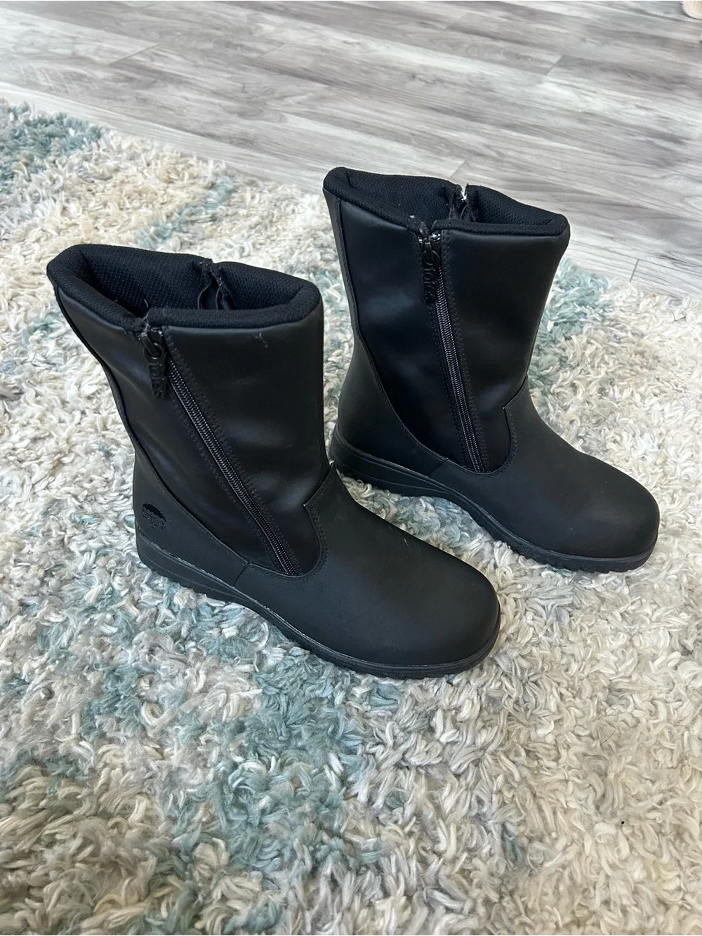 Totes Gina Waterproof Black Women's Insulated Rain Boots with Side Zippers